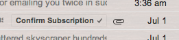 Gmail confirms subscription with one-click button