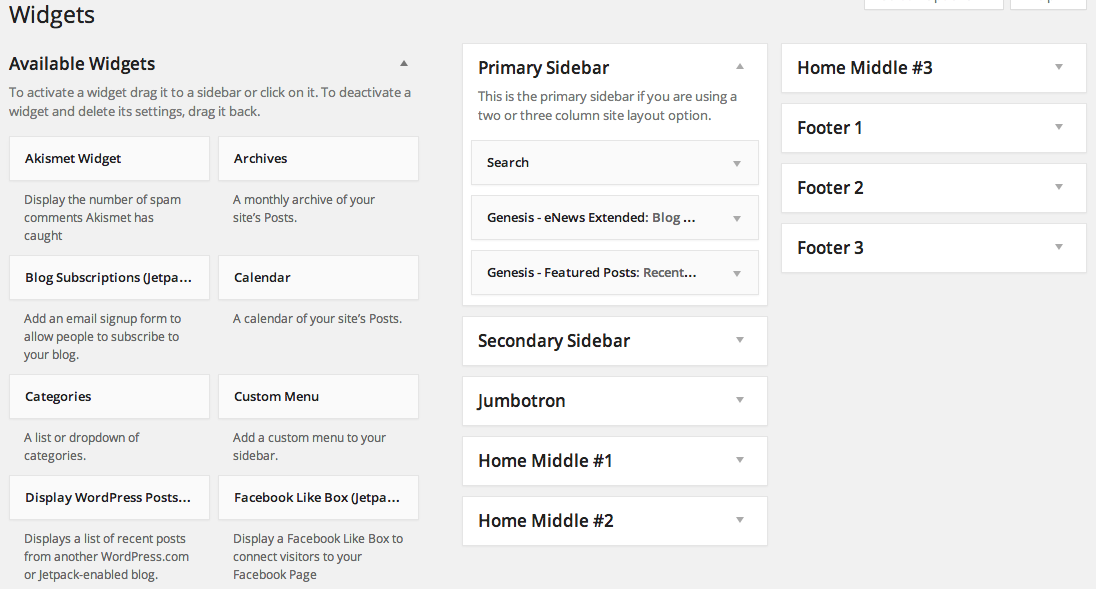 WordPress 3.8 Widget Management