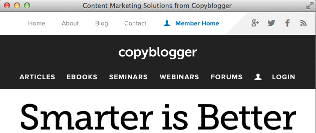 Copyblogger is responsive, just not the logo